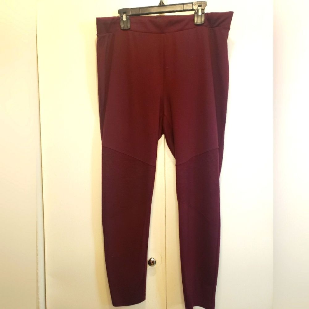 Forever 21 Women's 3x Plus Size Burgundy Moto Fashion Leggings Winter